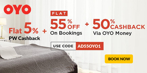 Exclusive | Flat 55% Off + 50% OYO Money Cashback on Room Bookings