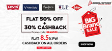 BIG BARND SALE | Flat 50% Off + 30% Cashback on All Clothing & Accessories