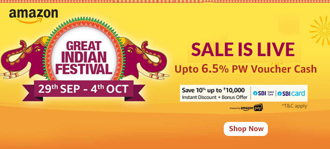 Great Indian Festival: Upto 80% Off + 10% Instant Discount/Bonus Offers via SBI Cards (29th Sept - 4th Oct)