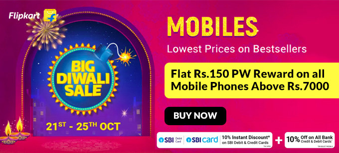 BIG DIWALI SALE | Upto 50% Off on Mobiles, Tablets + Get Up to Rs.150 PW Reward on Order of Above Rs.7000 + YouTube Premium Free Trial