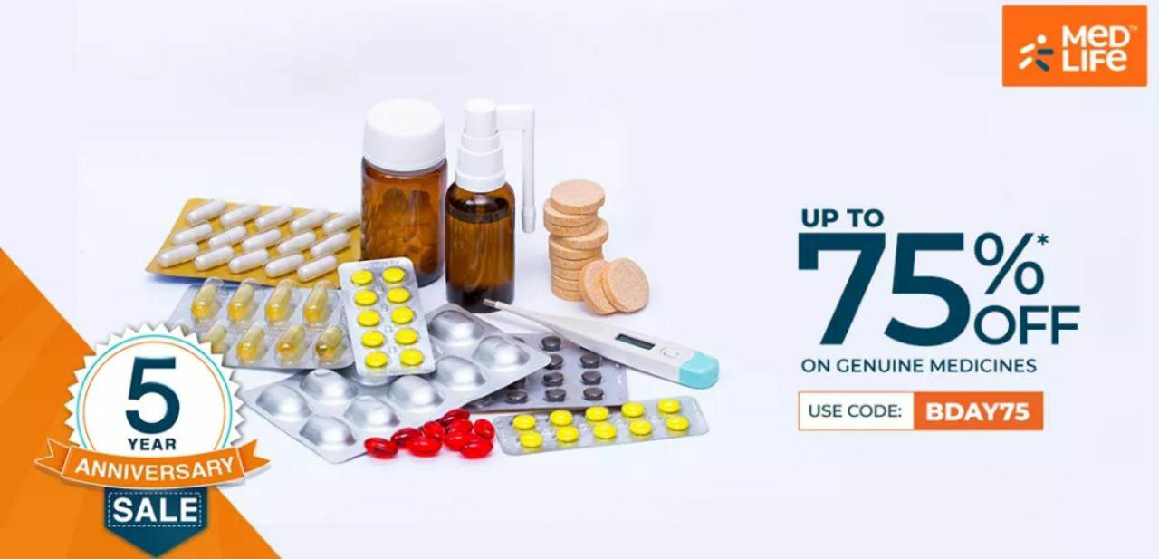 5 YEAR ANNIVERSAY SALE | Upto 75% Off on Genuine Medicines