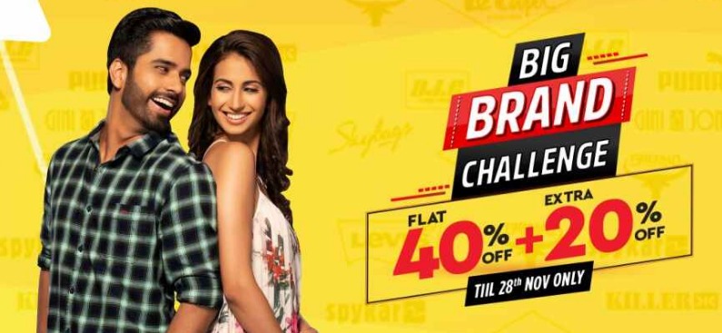 BIG BRAND CHALLENGE | Flat 40% + Extra 20% Off on Fashions & Accessories