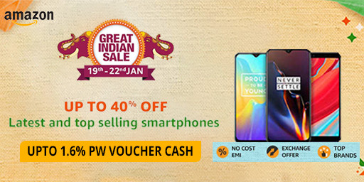Great Indian Sale: Upto 40% Off on Smartphones + 10% Instant Discount SBI Credit Cards (19th-22nd Jan)