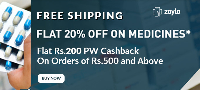 Flat 20% Off on Medicines + FREE SHIPPING + Rs.200 PW Cashback on Orders on Rs.500