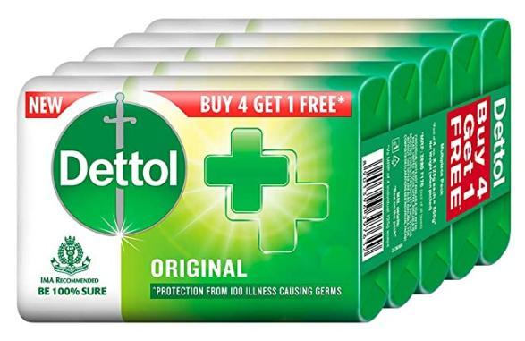Dettol Original Germ Protection Bathing Soap bar, 125gm (Pack of 5)