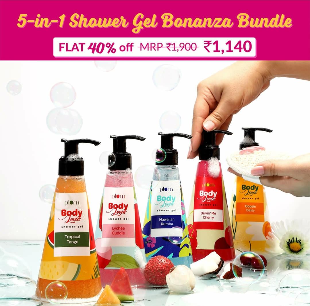 Plum Goodness 5 in 1 Shower Gel Bonanza Bundle at Rs.1140