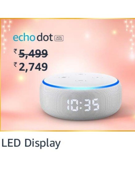 Echo Dot (3rd Gen) with clock - Smart speaker with Alexa and LED display