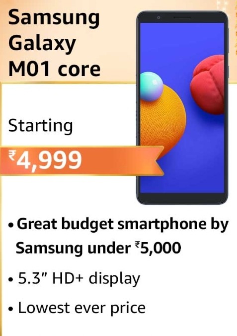 Samsung Galaxy M01 Core at Lowest Price ever