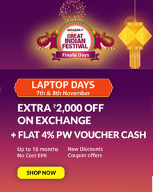 LAPTOP DAYS | Extra Rs.20,000 Off + Extra 10% SBI Credit Card Off + Exchange & No Cost EMI Offers