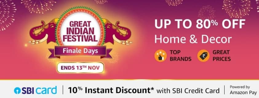 FLASH SALE 2 PM to 12 AM | Upto 80% Off on Home & Decor + Extra 10% SBI Credit Card Discount