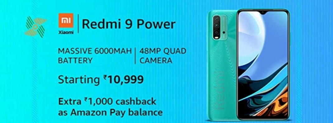 Redmi 9 Power (Blazing Blue, 4GB RAM, 64GB Storage) - 6000mAh Battery | 48MP Quad Camera | Extra INR 1000 Amazon Pay Cashback