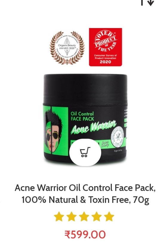 Acne Warrior Oil Control Face Pack, 100% Natural & Toxin Free, 70g