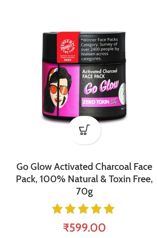 Go Glow Activated Charcoal Face Pack, 100% Natural & Toxin Free, 70g