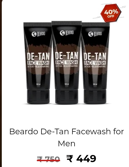 Get 40% Off on Beardo De-tan facewash