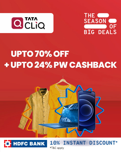 CLiQ CLiQ SALE | Upto 70% Off on Selected Categories + 10% Instant Discount Using HDFC Cards