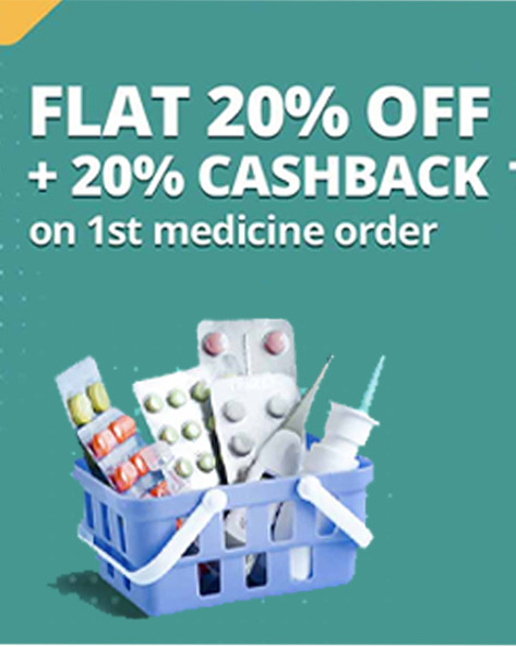 HAPPY HOURS | Flat 20% Off + 20% HDFC Cashback + Flat Rs.200 PW CB on FIRST Medicines Order