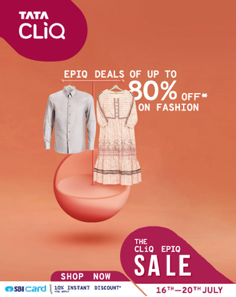 CLiQ EPIQ SALE | Upto 85% Off on Apparels, Footwear and More + 10% Off on SBI Bank Credit Cards/EMI
