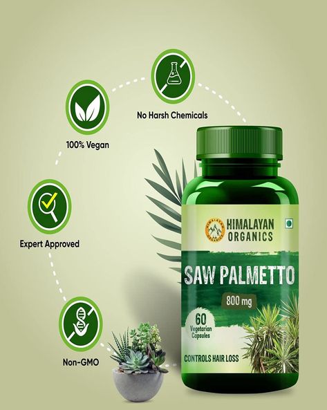 Buy Himalayan Organics Saw Palmetto Extract Capsules for Hair Growth | 800Mg | 60 Veg Capsules (1)