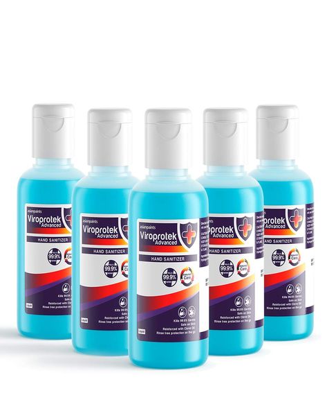 Buy Asian Paints Viroprotek Advanced Liquid Hand Sanitizer, Blue, Clove, (5 x 100 ml)