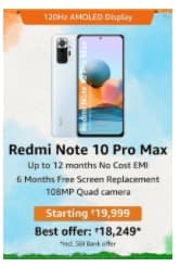 Redmi Note 10 Pro Max, Starting at Rs.19,999 + Extra 10% Instant Discount on SBI Card