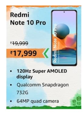 Redmi Note 10 Pro + Extra 10% Instant Discount on SBI Card