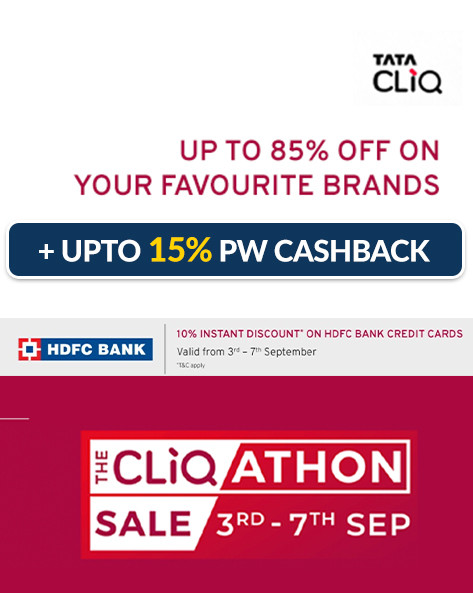 CLIQATHON SALE | Upto 80% Off + Instant 10% Discount on HDFC Bank Card + Extra Rs.1000 Off