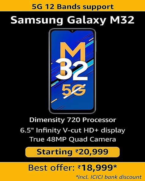 PW MOBILE DAYS | Buy Samsung Galaxy M32 5G Starting At Rs.20,999 + Extra Flat Rs.2000 Instant Discount On ICICI Bank Bank Cards