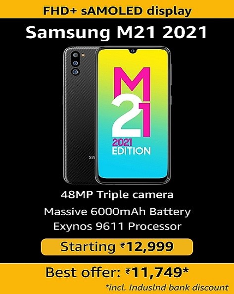 PW MOBILE DAYS | Buy Samsung Galaxy M21 2021 Starting At Rs.12,999 + Extra Flat Rs.1000 Instant Discount On ICICI Bank Cards
