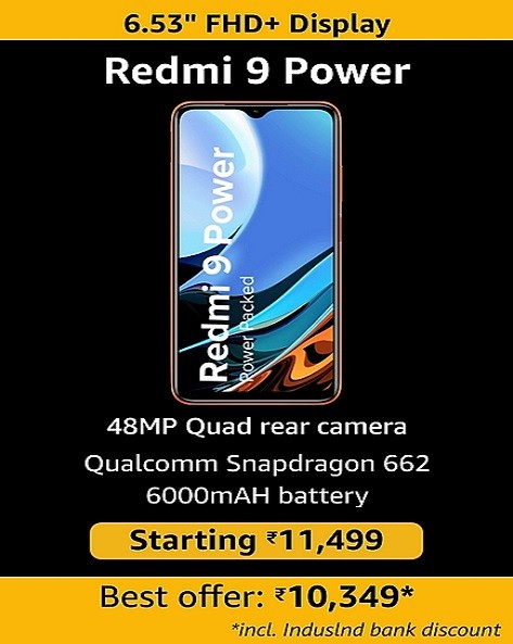 PW MOBILE DAYS | Buy Redmi 9 Power At Rs.11,499 + Extra 10% Off on IndusInd Bank Cards
