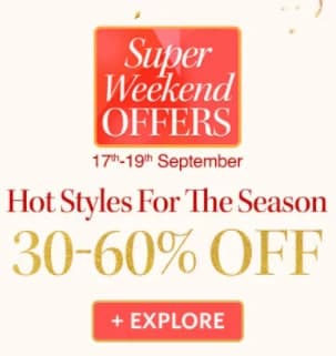 MYNTRA SUPER WEEKEND SALE | Flat 30% To 60% Off on 6 Lakh+ Styles