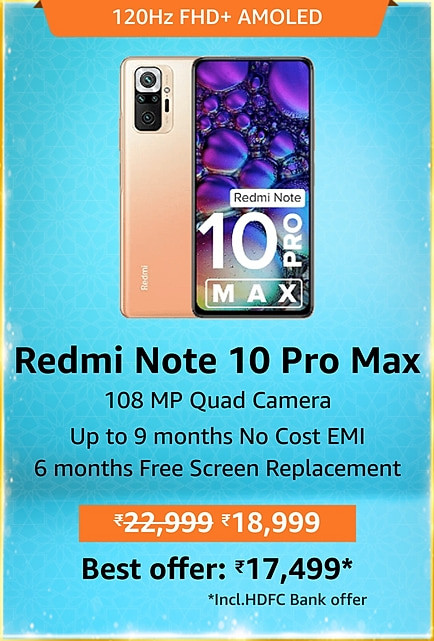 GREAT INDIAN FESTIVAL | Buy Redmi Note 10 Pro Max + Extra 10% ICICI/Kotak Bank/Rupay Card Off