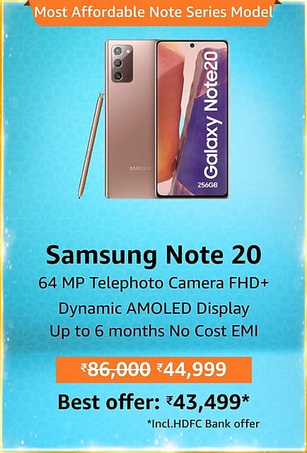 GREAT INDIAN FESTIVAL | Buy Samsung Galaxy Note 20 + Extra 10% ICICI/Kotak Bank/Rupay Card Off