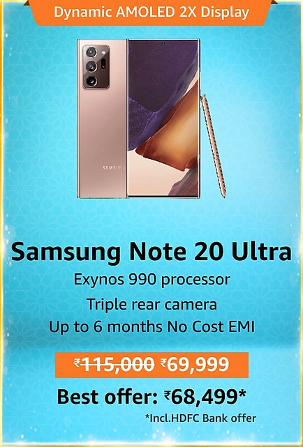 GREAT INDIAN FESTIVAL | Buy Samsung Galaxy Note 20 Ultra 5G + Extra 10% ICICI/Kotak Bank/Rupay Card Off