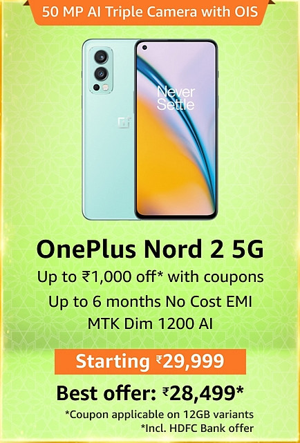 GREAT INDIAN FESTIVAL | Buy OnePlus Nord 2 5G + Extra 10% ICICI/Kotak Bank/Rupay Card Off