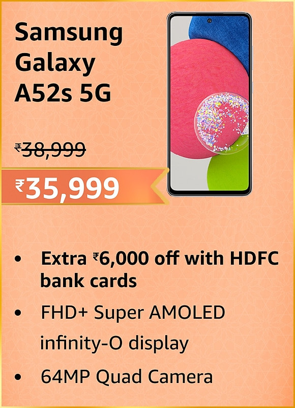 GREAT INDIAN FESTIVAL | Buy Samsung Galaxy A52s 5G + Extra 10% ICICI/Kotak Bank/Rupay Card Off