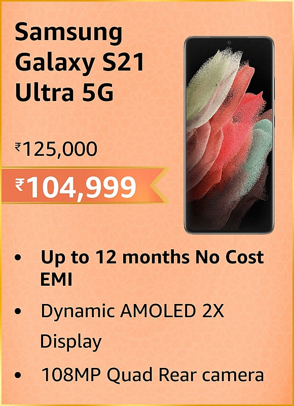 GREAT INDIAN FESTIVAL | Buy Samsung Galaxy S21 Ultra 5G + Extra 10% ICICI/Kotak Bank/Rupay Card Off