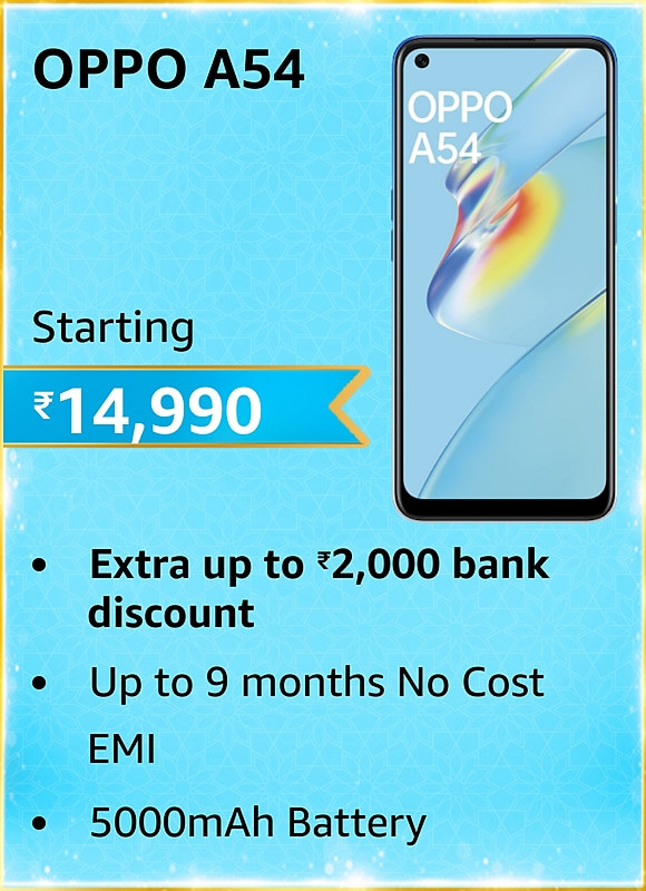 GREAT INDIAN FESTIVAL | Buy Oppo A54 + Extra 10% ICICI/Kotak Bank/Rupay Card Off