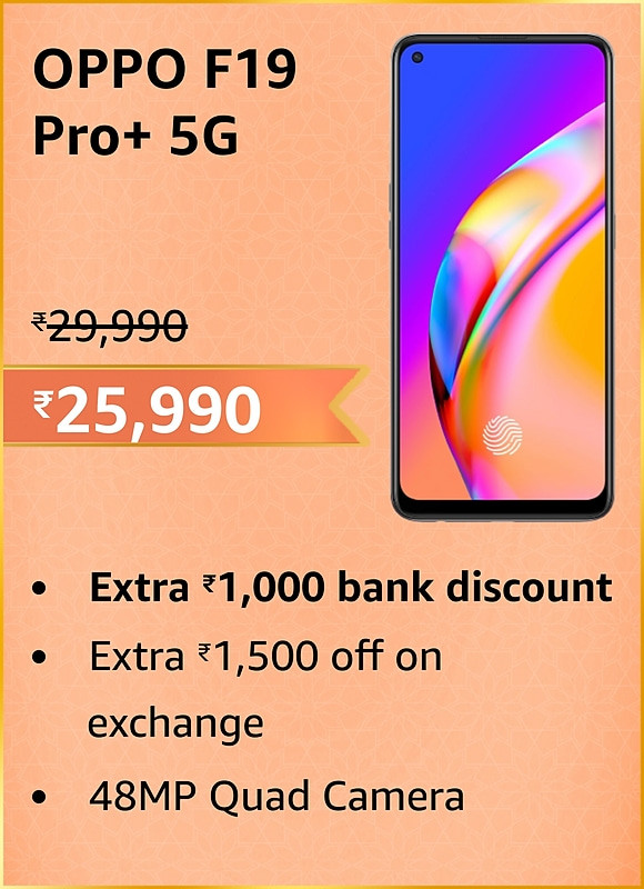 GREAT INDIAN FESTIVAL | Buy Oppo F19 Pro + 5G + Extra 10% ICICI/Kotak Bank/Rupay Card Off