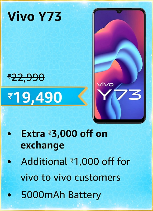 GREAT INDIAN FESTIVAL | Buy Vivo Y73 + Extra 10% ICICI/Kotak Bank/Rupay Card Off
