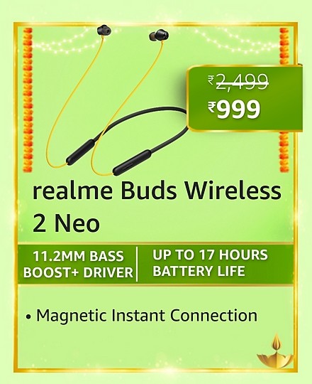 GREAT INDIAN FESTIVAL| Buy Realme Buds Wireless 2 Neo + Extra 10% ICICI/Kotak Bank/Rupay Card Off