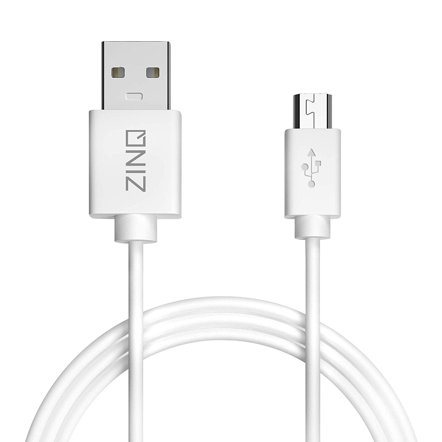 Buy Zinq Technologies Super Durable Micro to USB 2.0 Round Cable with High Speed Charging, Quick Data Sync and PVC Connectors for All USB Powered Devices (White)