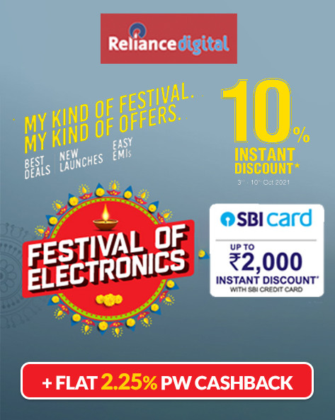 FESTIVAL OF ELECTRONICS | Upto 70% Off + Extra 10% SBI Off / Rs.500 Paytm CB + Extra Rs.1000 Off