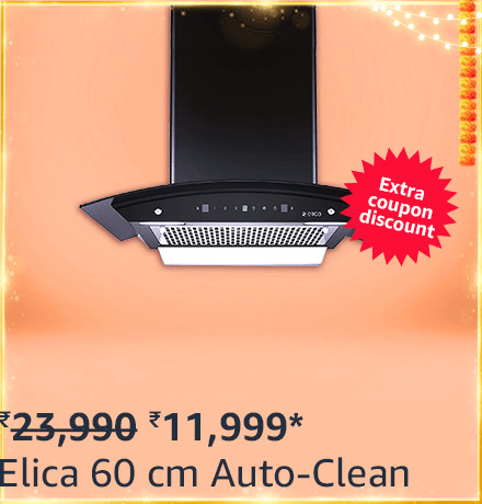 Buy Elica 60 cm 1200 m3/hr Filterless Auto Clean Chimney + Extra 10% ICICI/Kotak Bank/Rupay Card Off