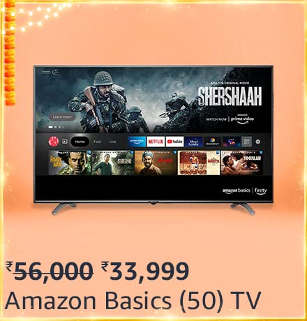 Buy AmazonBasics 127cm (50 inch) 4K Ultra HD Smart LED Fire TV + Extra 10% ICICI/Kotak Bank/Rupay Card Off