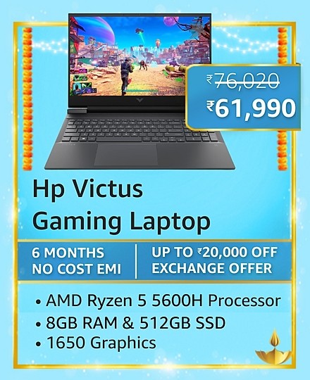 GREAT INDIAN FESTIVAL | Buy HP Victus Ryzen 5 5600H With GTX 1650 GPU + Extra 10% ICICI/Kotak Bank/Rupay Card Off