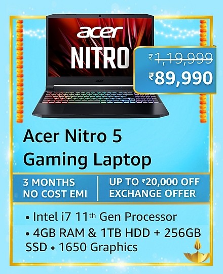 GREAT INDIAN FESTIVAL| Buy Acer Nitro 5 11th Gen Intel Core i7-11800H 15.6 + Extra 10% ICICI/Kotak Bank/Rupay Card Off
