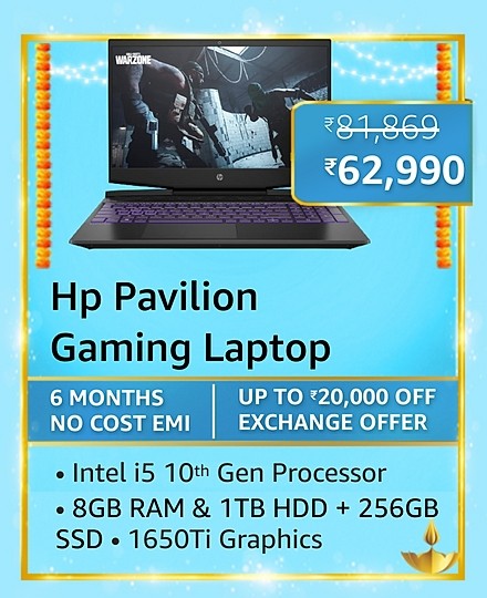 GREAT INDIAN FESTIVAL | HP Pavilion Gaming 10th Gen Intel Core i5 15.6-inch FHD Gaming Laptop + Extra 10% ICICI/Kotak Bank/Rupay Card Off