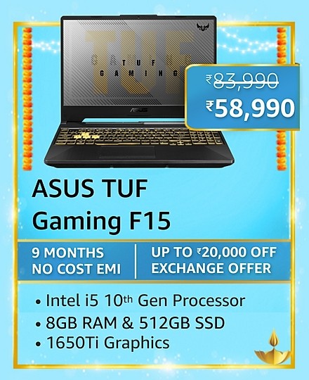 GREAT INDIAN FESTIVAL | Buy Asus TUF Gaming F15 + Extra 10% ICICI/Kotak Bank/Rupay Card Off