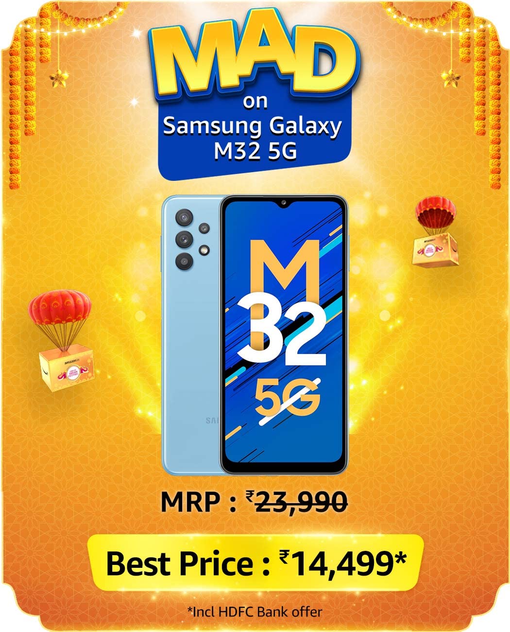 GREAT INDIAN FESTIVAL | Buy Samsung Galaxy M32 5G + Extra 10% ICICI/Kotak Bank/Rupay Card Off