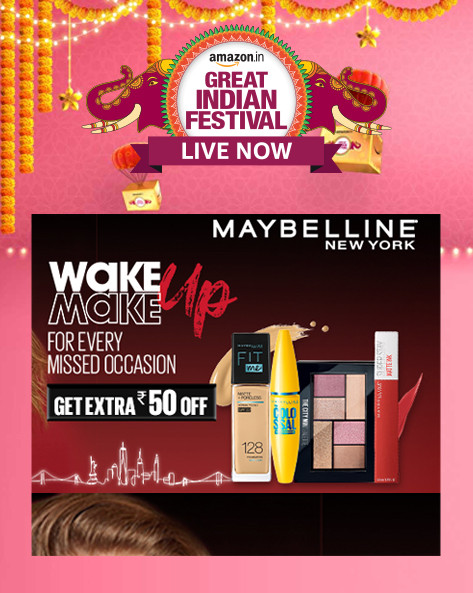 GREAT INDIAN FESTIVAL | Upto 40% Off On MAYBELLINE NEW YORK Beauty Products + Extra Rs.50 Off